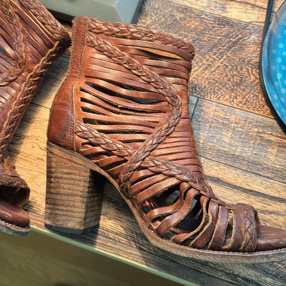Free Bird Bela Braided Brown Women's Open-Toe Boots size 8 - Picture 5 of 9
